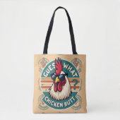 Tote Bag Conception drôle de blague de poulet rétro (Devant)