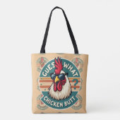 Tote Bag Conception drôle de blague de poulet rétro (Dos)