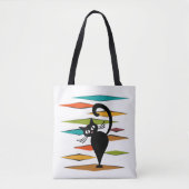 Tote Bag Conception du chat noir du milieu du siècle (Devant)
