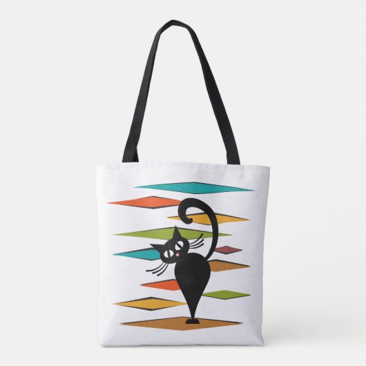 Tote Bag Conception du chat noir du milieu du siècle (Dos)
