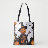 Tote Bag Conception du Citrouille Ghost (Devant)