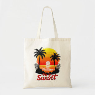 Tote Bag Conception du coucher du soleil de volley-ball "Cr