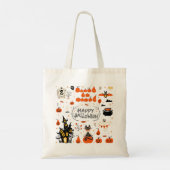 Tote Bag Conception d'un jeu Vintage d'éléments Halloween (Dos)