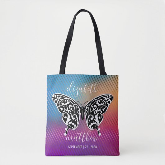 Tote Bag Conception élégante de papillon avec un coucher de (Devant)