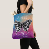 Tote Bag Conception élégante de papillon avec un coucher de (De près)