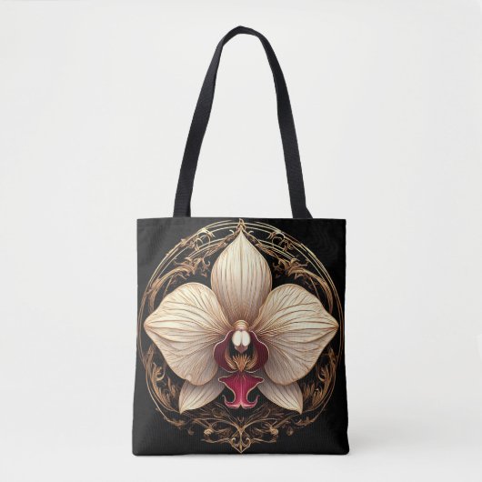 Tote Bag Conception élégante d'orchidée dorée (Devant)
