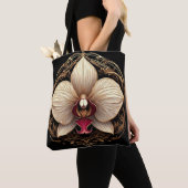 Tote Bag Conception élégante d'orchidée dorée (De près)