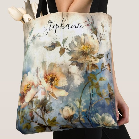Tote Bag Conception élégante et indigo Bloom balayée par le