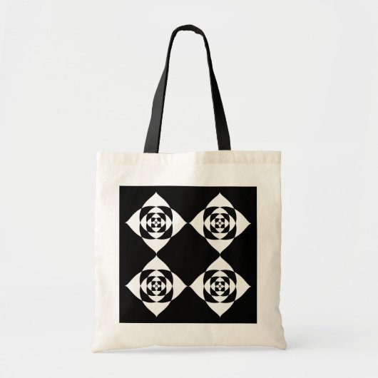 Tote Bag Conception florale noire et blanche (Devant)