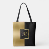 Tote Bag Conception géométrique inverse Noir & Or (Dos)