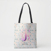 Tote Bag Conception gracieuse d'un monogramme floral de Jen (Devant)