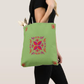 Tote Bag Conception graphique rouge violet&vert (De près)