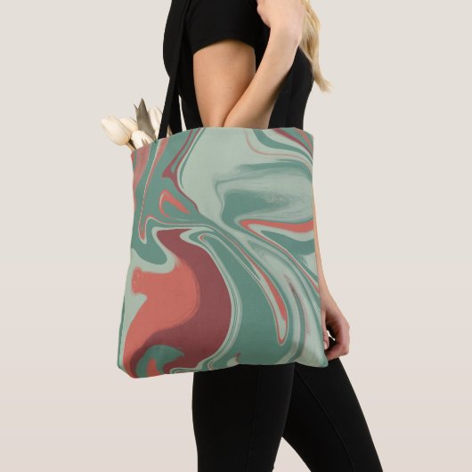 Tote Bag Conception graphique vert orange (De près)
