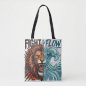 Tote Bag Conception Lion et vague d'eau de Combat ou de Flu (Devant)