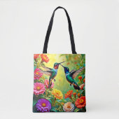 Tote Bag Conception magique de colibri aux tons bijoux (Devant)