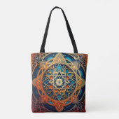 Tote Bag Conception Mandala Ornat avec Motifs géométriques (Dos)
