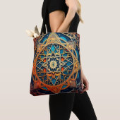 Tote Bag Conception Mandala Ornat avec Motifs géométriques (De près)