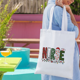Tote Bag Conception médicale festive de Noël d'infirmière v