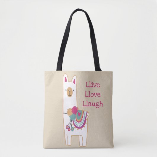 Tote Bag Conception mignonne de lama avec la couleur faite (Devant)