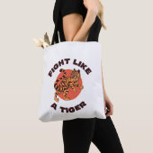 Tote Bag Conception Motivationnelle Combattre Comme un Tigr (De près)