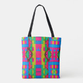 Tote Bag Conception multi-coloré Africain Kente Rose Black  (Dos)