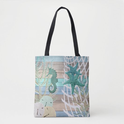 Tote Bag Conception nautique de plage d'hippocampe (Devant)