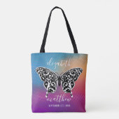 Tote Bag Conception papillon élégant avec coucher de soleil (Dos)
