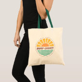 Tote Bag Conception Rétro de Plage au Coucher du Soleil sur (Devant (produit))