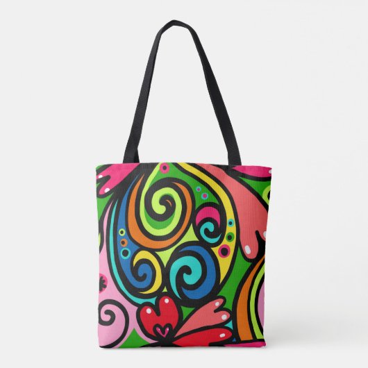 Tote Bag Conception rétro psychédélique colorée et amusante (Dos)