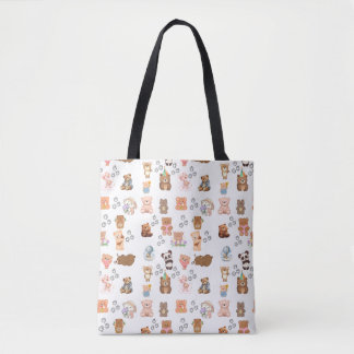 Tote Bag Conception sans fil à thème d'ours sur toute impre