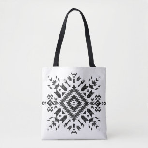 Tote Bag Conception tribale : Noir Blanc Dessiné À La Main
