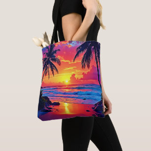 Tote Bag Conception Tropical Sunset Paradise