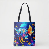 Tote Bag Conception Vibrante du poisson de récif (Devant)