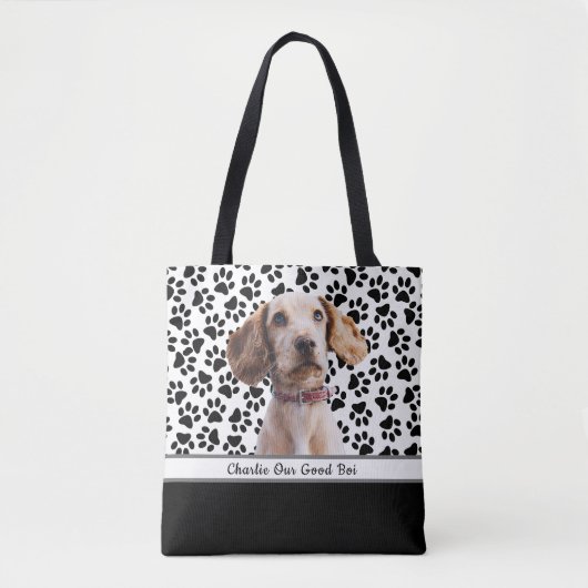 Tote Bag Concevez votre propre : Photo Empreinte de patte p (Devant)