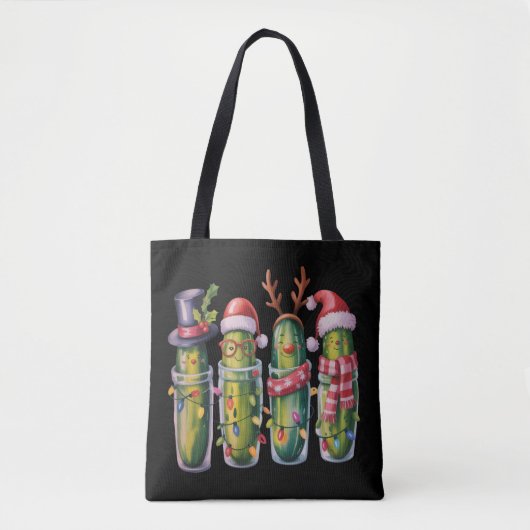 Tote Bag Concombre de Noël drôle Pickle Pickles Fête (Devant)