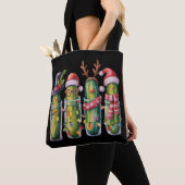 Tote Bag Concombre de Noël drôle Pickle Pickles Fête (De près)