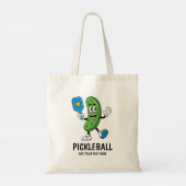 Tote Bag Concombre Mignon Personnalisé Jouant au Pickleball (Dos)