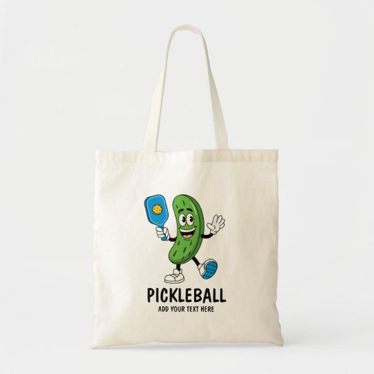Tote Bag Concombre Mignon Personnalisé Jouant au Pickleball (Devant)