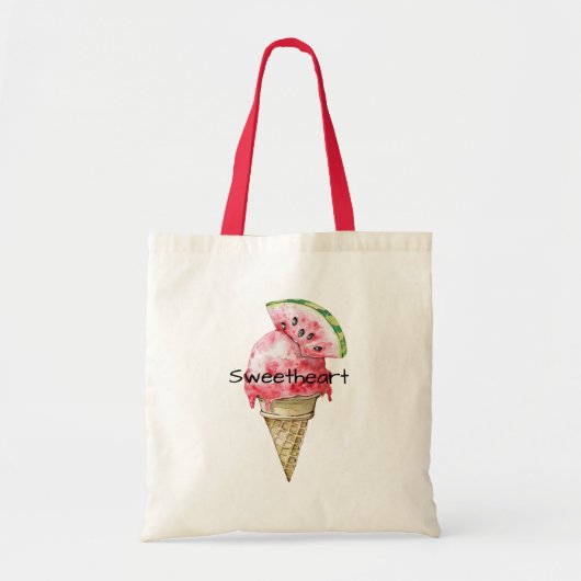 Tote Bag Cône de glace à la pastèque verte rouge Chéri (Devant)