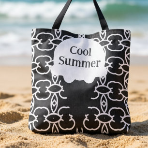 Tote Bag Cône de glace géométrique noir et blanc