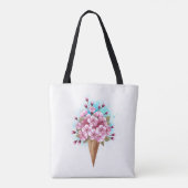 Tote Bag Cône rose Sakura crème glacée gaufre (Dos)