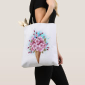 Tote Bag Cône rose Sakura crème glacée gaufre (De près)