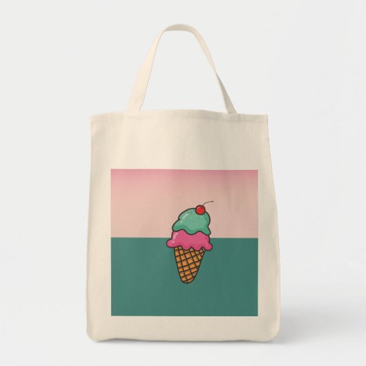 Tote Bag Cones de crème glacée colorée cool - Personnalisé (Devant)