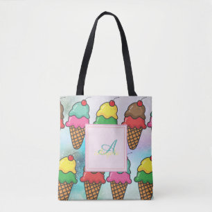 Tote Bag Cônes de crème glacée colorée - Personnalisé