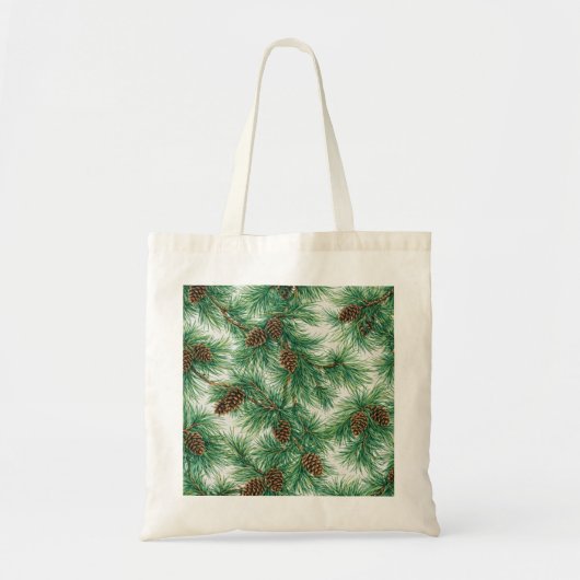 Tote Bag Cônes de pin et branches de feuillage persistant - (Devant)