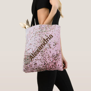 Tote Bag Confetti sur Pink Personnalisé Fourre-tout