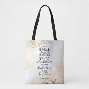 Tote Bag Confiance dans le Seigneur floral