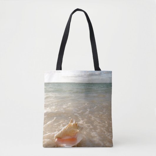 Tote Bag Conque Shell en sable sur la plage tropicale (Devant)