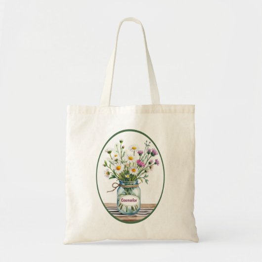 Tote Bag Conseiller Fleurs sauvages dans un pot Mason (Devant)