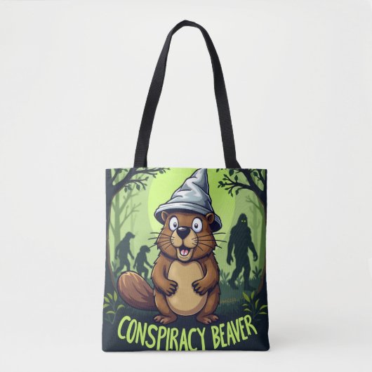 Tote Bag Conspiracy Beaver | Funny Cryptid Hunter (Devant)